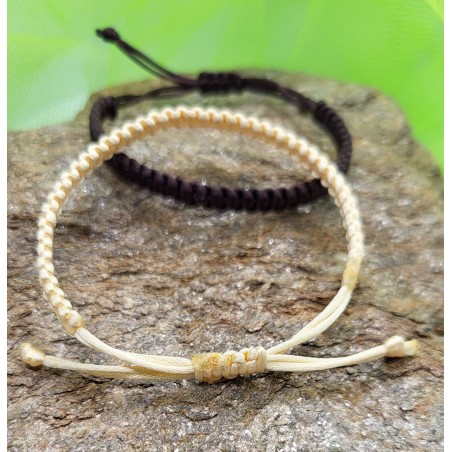Élégance Terrestre Duo de Bracelets Macramé Crème et Marron
