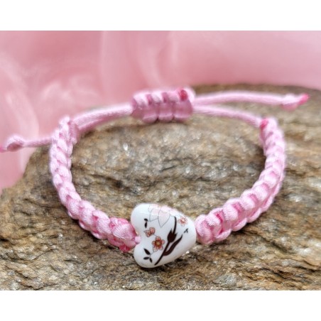 Bracelet Macramé Cœur Rose - Pour les cœurs tendres