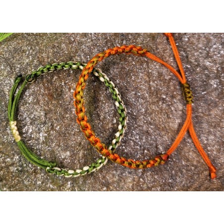 Nature et Éclat Duo de Bracelets Vert-Crème et Orange-Doré
