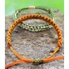 Nature et Éclat Duo de Bracelets Vert-Crème et Orange-Doré