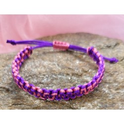 Douce Harmonie Bracelet Macramé Rose et Violet