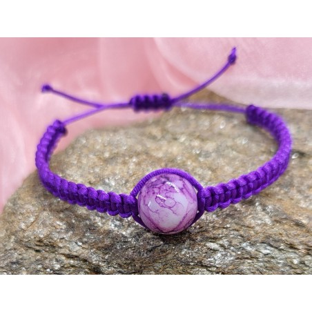 Bracelet Macramé violet Perle de verre - Élégance Délicate et Charme Romantique