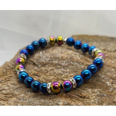 Bracelet Hématite Multicolore et Bleu- Pour les esprits vibrants