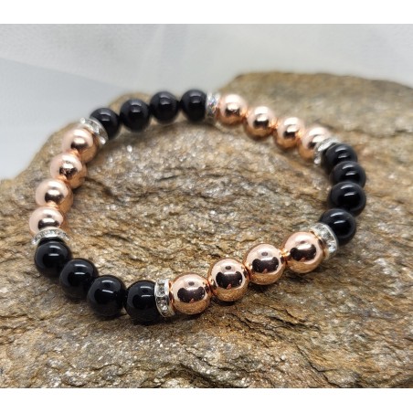 Bracelet Hématite Rose et Noir - Pour les élégants contrastés