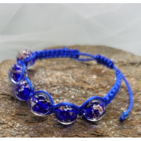 Bracelet Shamballa Bleu Murano Éclat des Océans