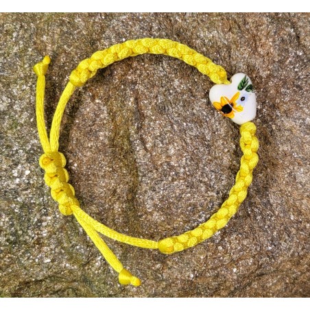 Bracelet Macramé Cœur Jaune - Pour les cœurs lumineux