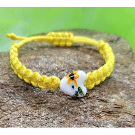 Bracelet Macramé Cœur Jaune - Pour les cœurs lumineux
