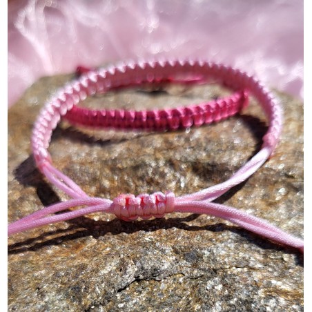 Éclat de Roses Duo de Bracelets Macramé Rose et Rose Foncé