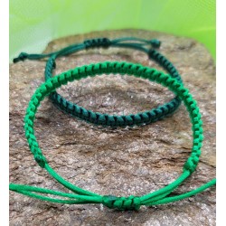 Symphonie Émeraude Duo de Bracelets Macramé Vert et Vert Foncé