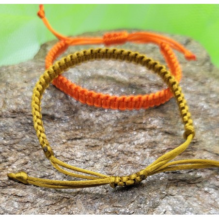 Éclat Solaire Duo de Bracelets Macramé Orange et Doré