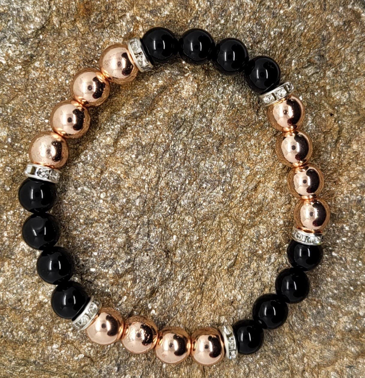 Bracelet Hematite Rose et Noir